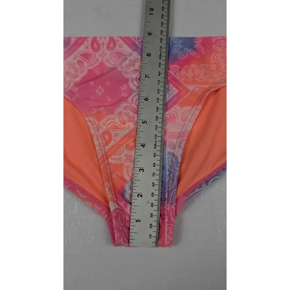 Wonder Nation Girls Large (10-12) PLUS Bikini Swim Bottoms Paisley Multicolor